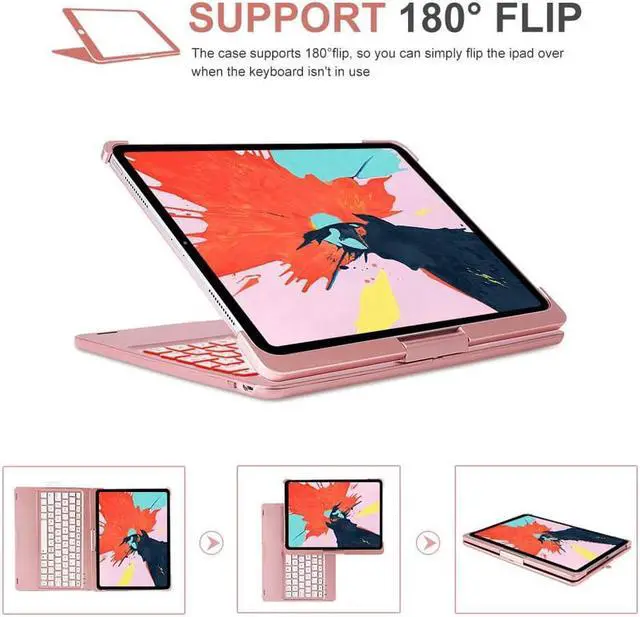 Alt view image 5 of 7 - iPad Pro 11 2018 Case with Keyboard Werleo 7 Color Backlit Bluetooth Wireless Keyboard Case Smart Folio Case 360 Rotate Stand Keyboard Cover with Pencil Holder and Auto Sleep Wake for iPad Pro 11 inch