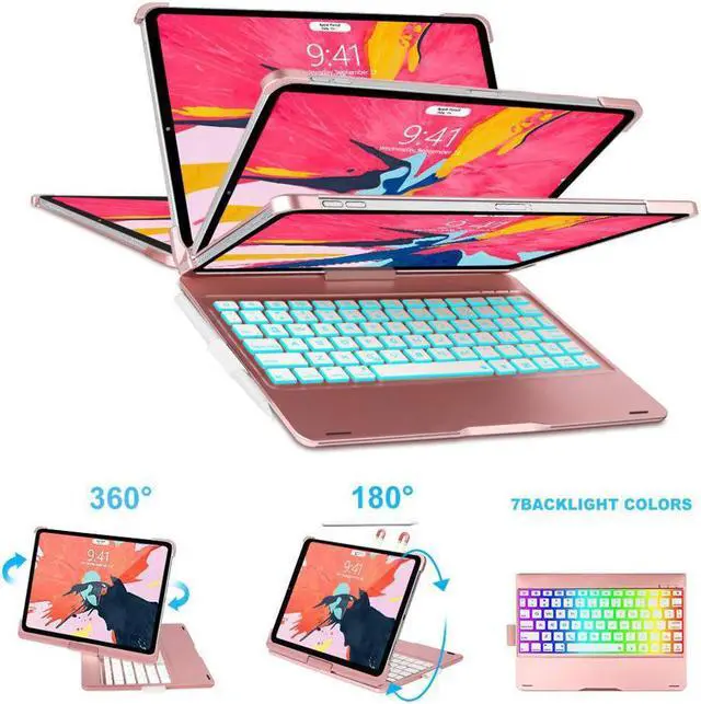 Main image of iPad Pro 11 2018 Case with Keyboard Werleo 7 Color Backlit Bluetooth Wireless Keyboard Case Smart Folio Case 360 Rotate Stand Keyboard Cover with Pencil Holder and Auto Sleep Wake for iPad Pro 11 inch