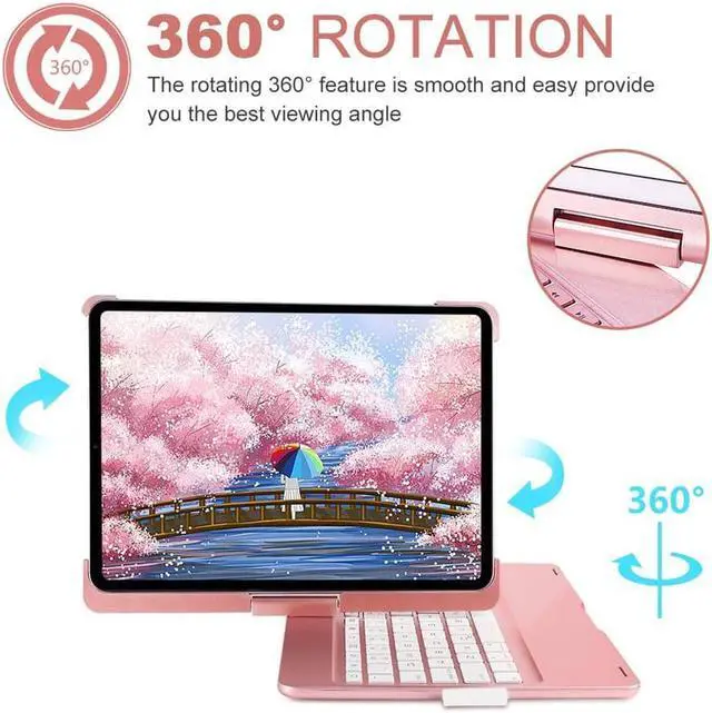 Alt view image 3 of 7 - iPad Pro 11 2018 Case with Keyboard Werleo 7 Color Backlit Bluetooth Wireless Keyboard Case Smart Folio Case 360 Rotate Stand Keyboard Cover with Pencil Holder and Auto Sleep Wake for iPad Pro 11 inch