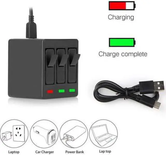 Alt view image 5 of 7 - Rechargeable Rapid 3-Channel Battery Charger with USB Cable for GoPro Hero 5 Hero 6 Hero 7 Black Hero 2018 Hero 8