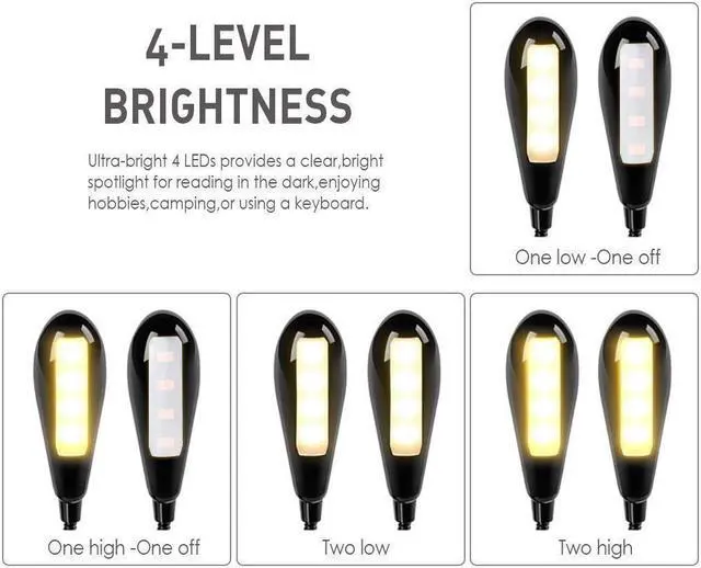 Alt view image 2 of 7 - Rechargeable LED Book Light Dimmable Clip On Reading Lamp for Bed Shelves Kindle