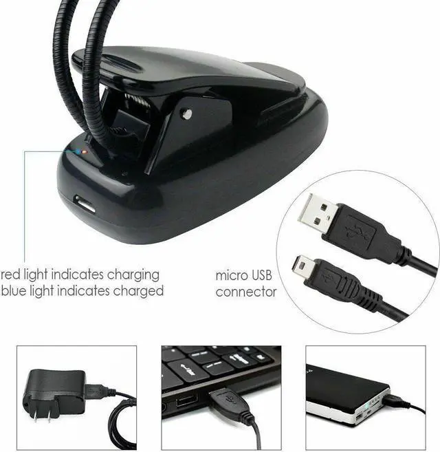 Alt view image 5 of 7 - Rechargeable LED Book Light Dimmable Clip On Reading Lamp for Bed Shelves Kindle