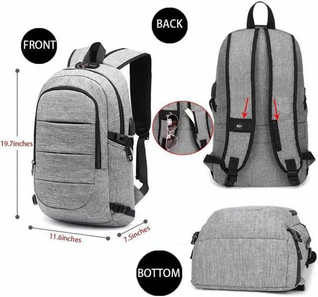 Alt view image 2 of 5 - Anti Theft Business Waterproof Travel Laptop Backpack Bag with USB Charge Port