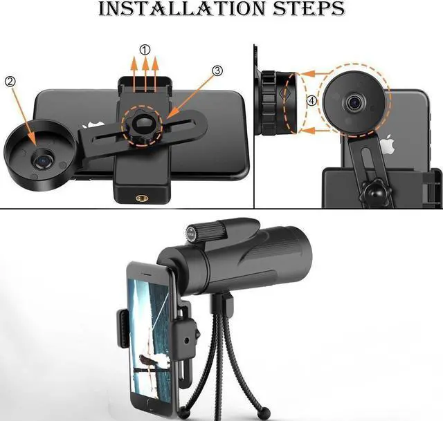 Alt view image 3 of 7 - Monocular Telescope for Smartphone, 12X50 High Power BAK4 Prism Monocular with Waterproof Fog,Telescope for Adults Bird Watching Hunting Camping Travelling