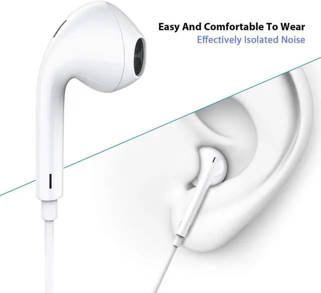 Alt view image 4 of 7 - (2 Pack) Headphones/Earphones/Earbuds,3.5mm Wired Headphones Noise Isolating Earphones with Built-in Microphone & Volume Control Compatible with iPhone iPod iPad Samsung/Android / MP3 MP4