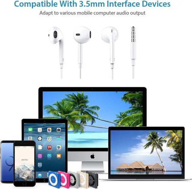 Alt view image 6 of 7 - (2 Pack) Headphones/Earphones/Earbuds,3.5mm Wired Headphones Noise Isolating Earphones with Built-in Microphone & Volume Control Compatible with iPhone iPod iPad Samsung/Android / MP3 MP4