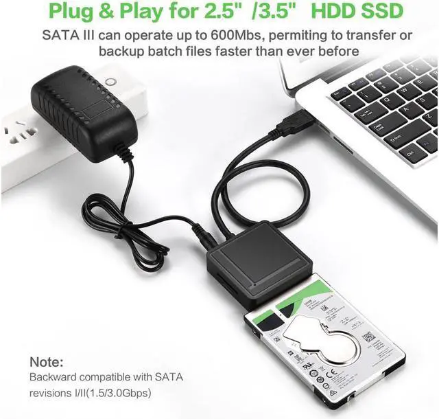 Alt view image 4 of 6 - USB 3.0 to SATA Adapter TF SD Card Reader USB 3.0 Hub 2 Ports Converter 3 in 1 for 2.5” 3.5” HDD Hard Drive, SSD Drives with Power Adapter Support UASP