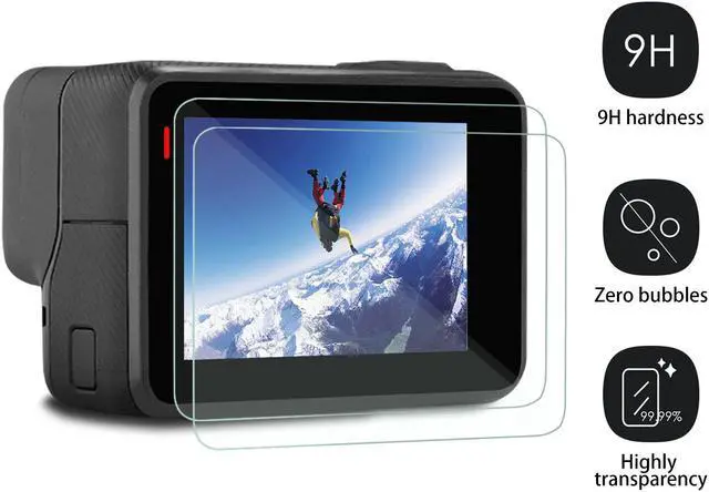 Alt view image 3 of 7 - Screen Protector for GoPro Hero 7 (Black Only) / 6/ 5/ 2018, Upgraded Tempered Glass Screen Protector Film+Tempered Glass Lens Film+Lens Cover Accessories for Go Pro Hero7 Hero6 Hero5-2 Packs