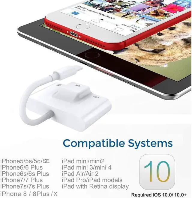 Alt view image 6 of 7 - Lightning to RJ45 Ethernet LAN Wired Network Adapter, Lightning Ethernet Adapter, Lightning to USB Camera Adapter, Charging & Data Sync OTG Adapter Compatible with iPhone/iPad, Required iOS 10.0 or Up