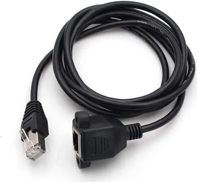 Main image of 2 packs Ethernet Extension Cable Network Cat6 Cat5e Cat5 Extension Patch Cable RJ45 Cords Shielded Male to Female Connector Cable Black 1FT / 0.3M