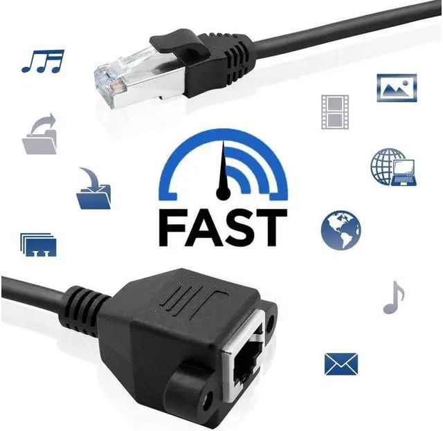 Alt view image 2 of 2 - 2 packs Ethernet Extension Cable Network Cat6 Cat5e Cat5 Extension Patch Cable RJ45 Cords Shielded Male to Female Connector Cable Black 1FT / 0.3M