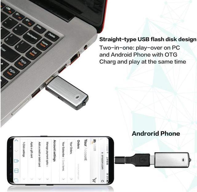 Alt view image 6 of 6 - Voice Recorder USB Flash Drive 128Kbps Digital Voice Recording 8gb No Flashing Light When Recording,Compatible Windows Mac,Android OTG Mini Record
