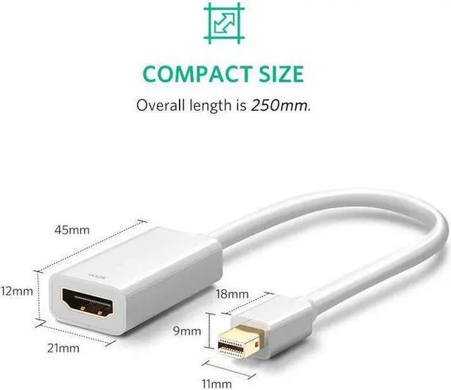 Alt view image 2 of 6 - Thunderbolt 2.0 Mini DisplayPort to HDMI Adapter 4K Mini DP to HDMI Converter for MacBook Air iMac MacBook Pro Surface Pro 3 / 4 / 5 Surface Book ThinkPad P71 ThinkPad T570 PCs and More