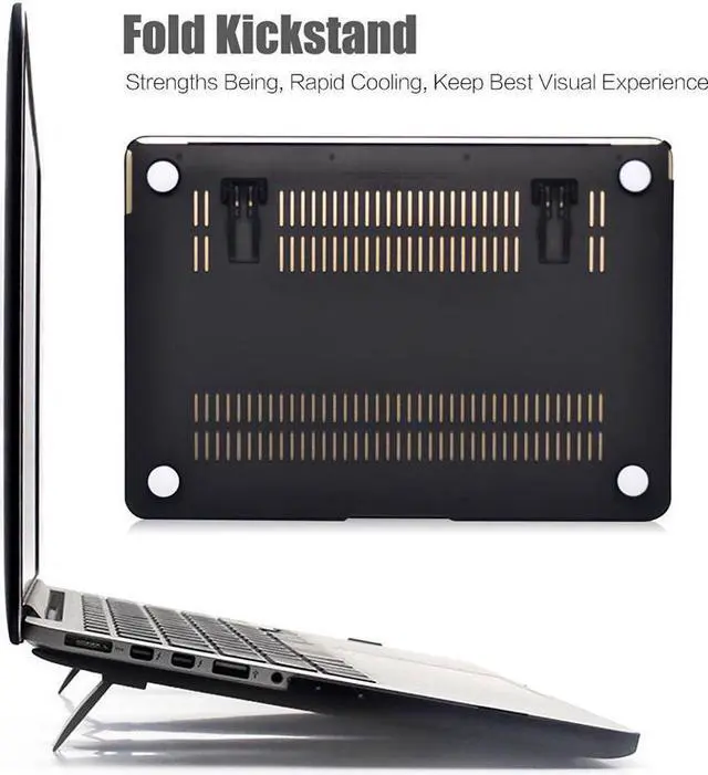 Alt view image 6 of 7 - Macbook Air 13 Inch Case, Werleo 2 in 1 Clear Ultra Slim Soft-Touch Plastic Rubberized Hard Case Cover for Apple Macbook Air 13" A1369 A1466 Shell Cover with Foldable Stand and Keyboard Cover Skin