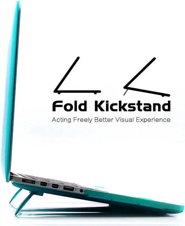 Alt view image 6 of 7 - Macbook Air 13 Inch Case,Werleo 2 in 1 Ultra Slim Soft-Skin Plastic Clear Rubberized Hard Case Cover with Foldable Kicktand and Keyboard Cover Skin for Apple Macbook Air 13" A1369 & A1466 Shell Cover
