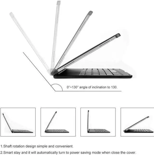 Alt view image 4 of 7 - iPad Pro 11 Keyboard Case Werleo Aluminum Protective Ultra Slim Hard Shell Folio Stand Smart Cover with 7 Colors Backlit Wireless Bluetooth Keyboard for iPad Pro 11 inch 2018 Tablet