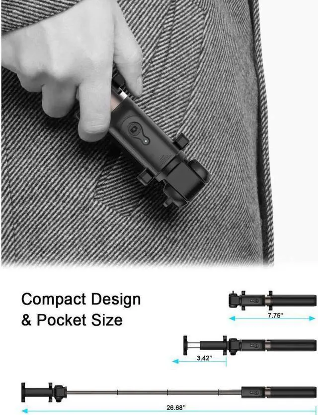 Alt view image 4 of 7 - Bluetooth Selfie Stick Tripod Wireless Remote for iPhone X 8 7 6 Samsung Android