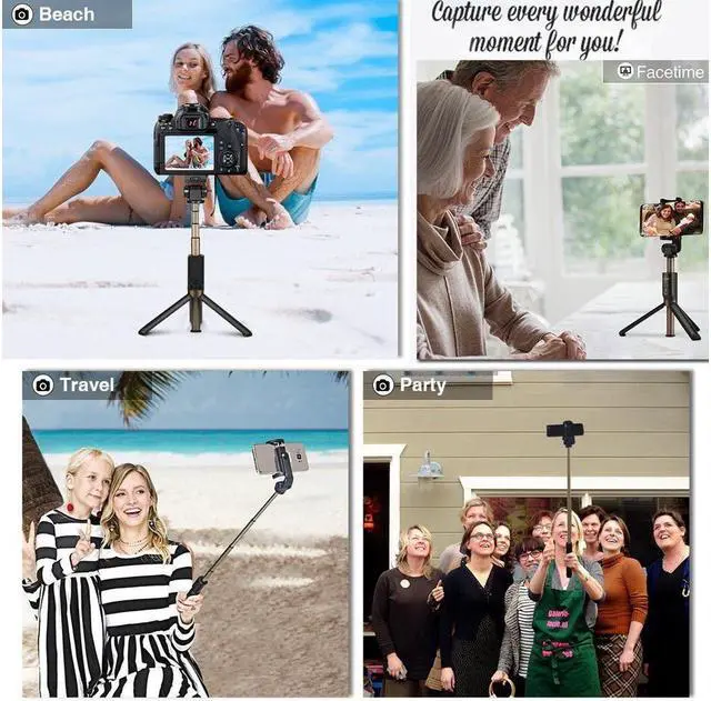 Alt view image 6 of 7 - Bluetooth Selfie Stick Tripod with Remote for Gopro iphone x 8 plus 6 6s 7 plus Android Samsung s7 s8 plus edge 4 in 1 Mini Pocket Extendable Monopod Aluminum Alloy 360 Degree Rotation