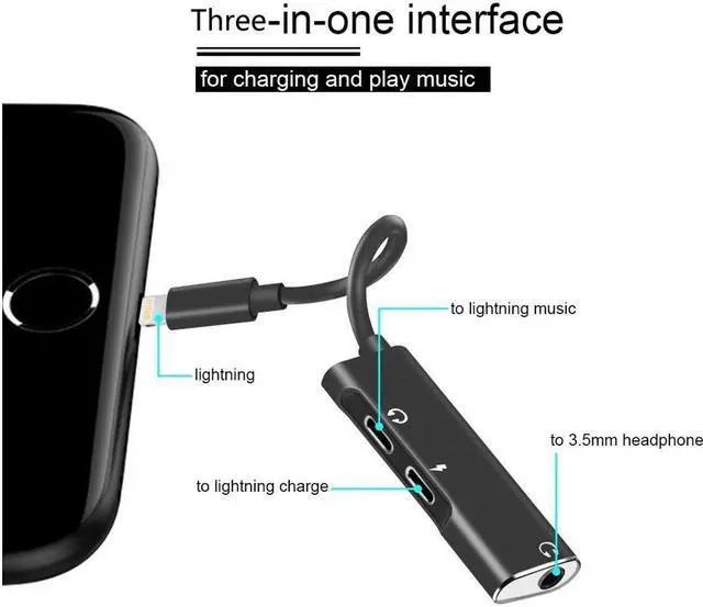 Alt view image 6 of 7 - Headphone Adapter to 3.5 mm Earphone Jack Compatible with iPhone X Charge Connection Converter Audio Splitter for iPhone 7/7 Plus/8/8 Plus/X/XR/XSMax Support Music &Charger Support iOS12 or Later