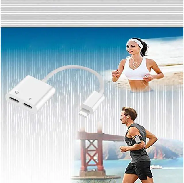 Alt view image 6 of 7 - Lighting to 3.5mm Aux Headphone/Earphones Jack Adapter, 2 in 1 Lighting Adapter Compatible with Phone XS/XS MAX/XR/X / 7/8 (Support iOS 11, iOS 12)-White