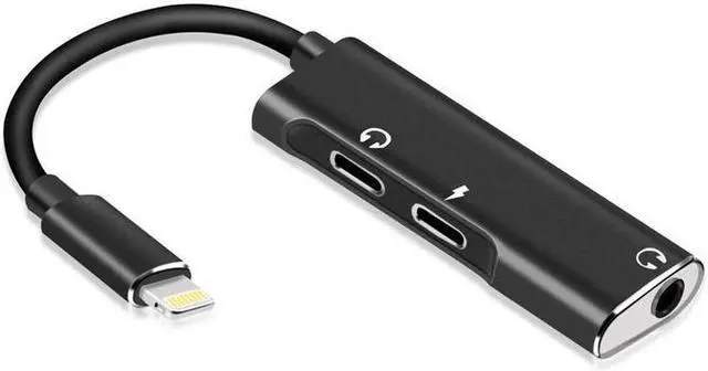 Alt view image 2 of 7 - 3.5 mm Audio Headphone Jack Adapter iPhone Adapter 3 in 1 Lightning Adapter for iPhone X XR XS 7 8 Dual Lightning with 3.5mm Headphone Jack