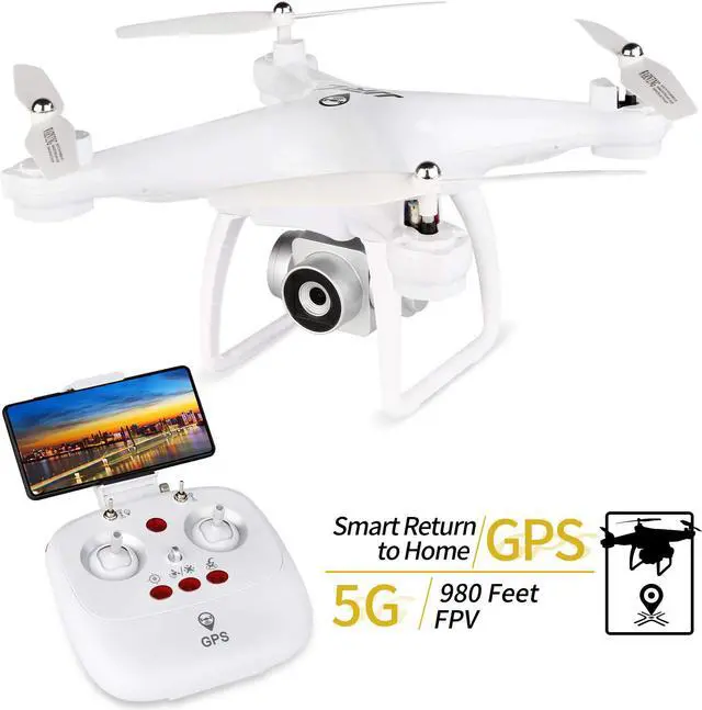 Main image of GPS Return Home Drone Drone with 720P HD Camera Live Video 120° Wide-Angle 5G WiFi RC Drone Quadcopter with 980ft Control Distances, Follow Me, Altitude Hold Headless Mode Helicopter