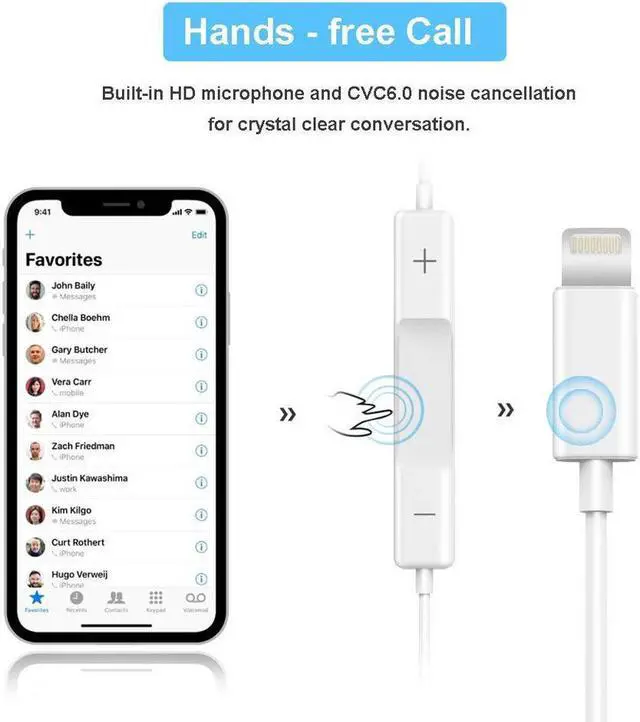 Alt view image 2 of 7 - 2 Packs Bluetooth Earphones Earbuds Headphones with Stereo Mic Remote Control for Apple iPhone X 7 Plus 8 Plus iPad iPod Samsung Galaxy and More Android Smartphones White Noise Isolating Headset