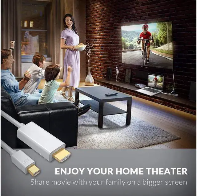 Alt view image 7 of 7 - Mini Displayport(Thunderbolt) to HDMI 6 Feet Cable with Audio, Mini DP(Display Port) to HDMI Converter(Adapter) Gold-Plated Cord Compatible for MacBook, iMac(LG51) MacBook Pro Surface Pro Dock