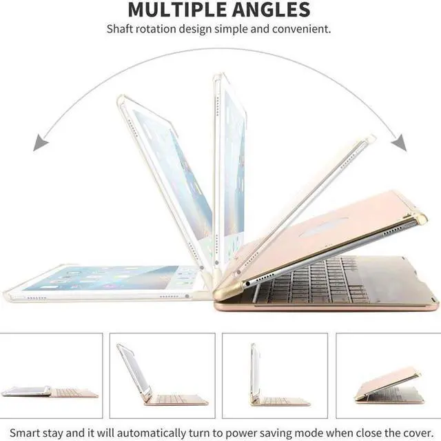 Alt view image 4 of 7 - Keyboard Case for iPad 9.7 2018 2017 iPad Pro 9.7 iPad Air Werleo 7 Color Backlit Bluetooth Keyboard Case Folio Smart 360 Rotate Stand Keyboard Cover for iPad Air Air 2 iPad Pro 9.7 iPad 9.7
