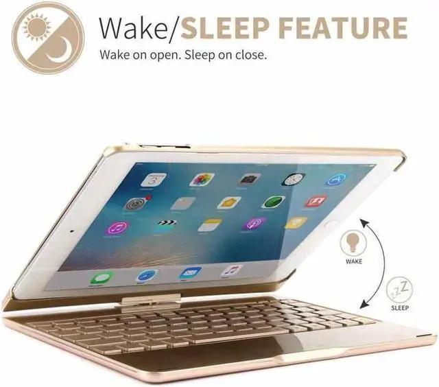 Alt view image 5 of 7 - Keyboard Case for iPad 9.7 2018 2017 iPad Pro 9.7 iPad Air Werleo 7 Color Backlit Bluetooth Keyboard Case Folio Smart 360 Rotate Stand Keyboard Cover for iPad Air Air 2 iPad Pro 9.7 iPad 9.7