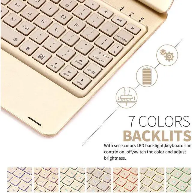 Alt view image 6 of 7 - Keyboard Case for iPad 9.7 2018 2017 iPad Pro 9.7 iPad Air Werleo 7 Color Backlit Bluetooth Keyboard Case Folio Smart 360 Rotate Stand Keyboard Cover for iPad Air Air 2 iPad Pro 9.7 iPad 9.7