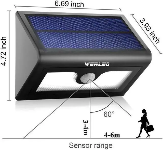 Alt view image 3 of 7 - Solar Lights 2 Packs 50 LED Bright Solar Powered Wireless Waterproof Outdoor Motion Sensor Security Light Dusk to Dawn Motion Activated Light 3 Modes for Patio Deck Yard Garden Path Outside Wall Light