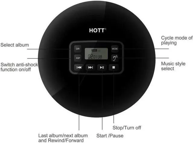 Alt view image 5 of 7 - Werleo Portable CD Player Headphones HOTT Personal CD Walkman Music Player LCD Display Anti-Skip Protection Shockproof Anti Scratch Function Support CD MP3 CD CD-R CD-RW Format Silver
