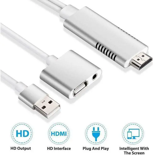 Alt view image 2 of 2 - Lightning to HDMI Cable for IOS/Android, 3-in-1 Lightning/Micro USB/Type-C to HDMI Adapter 1080P Digital AV Adapter HDTV MHL Cable Support iPhone,iPad,Android Smartphones on HDTV Projector
