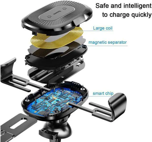 Alt view image 6 of 7 - Qi Fast Wireless Car Charger Air Vent Phone Holder Car Mount for Samsung Galaxy S9 S8 S7 S7 Edge Note 8 5 and Standard Charge for iPhone XXS MAX XR iPhone 8 8 Plus & All Qi Enabled Devices