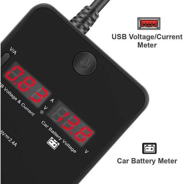 Alt view image 2 of 7 - 2-Socket Cigarette Lighter 120W 12V 24V Power Adapter DC Outlet Splitter 3 Port USB Car Charger for Cell Phones Dash Cam GPS and More with Current Voltage Monitoring Voltmeter Display ON Off Switch