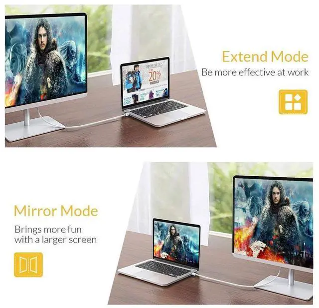 Alt view image 5 of 7 - 4K Mini Displayport(Thunderbolt) to HDMI 6 Feet Cable with Audio, Mini DP Display Port to HDMI Converter(Adapter) Gold-Plated Cord for MacBook Air, Mac Mini, Microsoft Surface Pro 3/4, etc