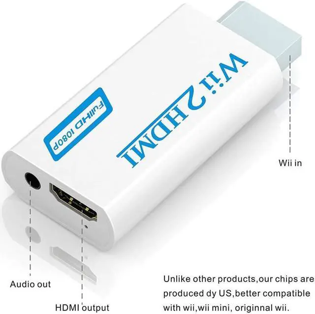 Alt view image 2 of 6 - Wii to HDMI Adapter 1080p 720p Connector with 3.5mm Audio Jack & HDMI Output Compatible with Nintendo Wii Wii U HDTV Monitor Supports All Wii Display Modes 480P NTSC 480I