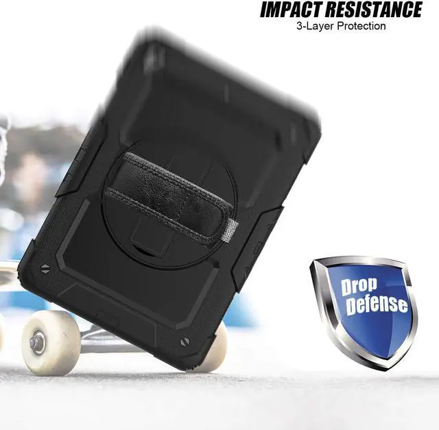 Alt view image 3 of 7 - IPad 5th/6th Generation Case,Shockproof, Drop proof, 360 Degree Rotation Kickstand, Hand Strap,Shoulder Strip to Hang in Car Seat.Built-in Screen Protector for New iPad 9.7 2018/2017 Case