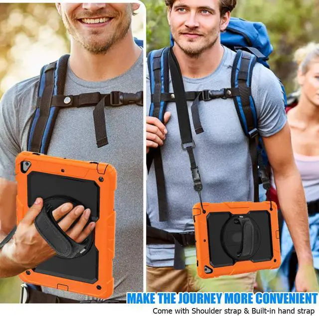 Alt view image 7 of 7 - IPad 5th/6th Generation Case,Shockproof, Drop proof, 360 Degree Rotation Kickstand, Hand Strap,Shoulder Strip to Hang in Car Seat.Built-in Screen Protector for New iPad 9.7 2018/2017 Case