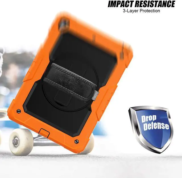 Alt view image 2 of 7 - IPad 5th/6th Generation Case,Shockproof, Drop proof, 360 Degree Rotation Kickstand, Hand Strap,Shoulder Strip to Hang in Car Seat.Built-in Screen Protector for New iPad 9.7 2018/2017 Case