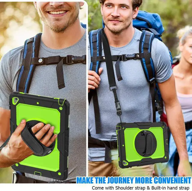 Alt view image 3 of 7 - IPad 5th/6th Generation Case,Shockproof, Drop proof, 360 Degree Rotation Kickstand, Hand Strap,Shoulder Strip to Hang in Car Seat.Built-in Screen Protector for New iPad 9.7 2018/2017 Case