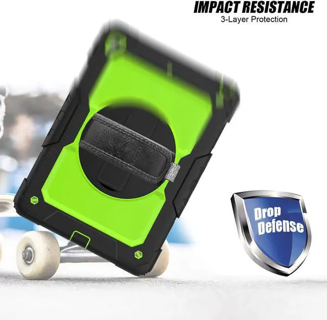 Alt view image 6 of 7 - IPad 5th/6th Generation Case,Shockproof, Drop proof, 360 Degree Rotation Kickstand, Hand Strap,Shoulder Strip to Hang in Car Seat.Built-in Screen Protector for New iPad 9.7 2018/2017 Case