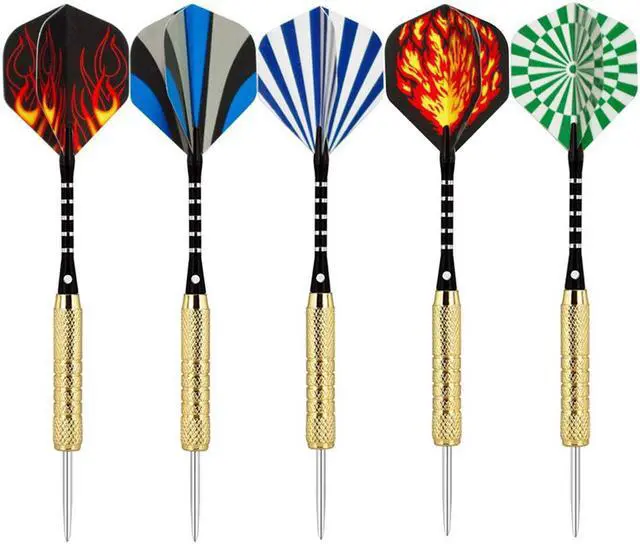 Alt view image 2 of 6 - Steel Tip Darts Set 18 Gram 15 Flights Aluminum Shaft Brass Barrel for Dartboard