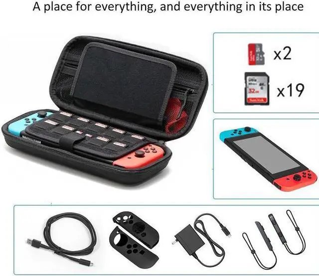 Alt view image 2 of 7 - Switch Carrying Case for Nintendo Switch With 21 Games Cartridges Protective Hard Shell Travel Carrying Case Pouch for Nintendo Switch Console & Accessories Gray