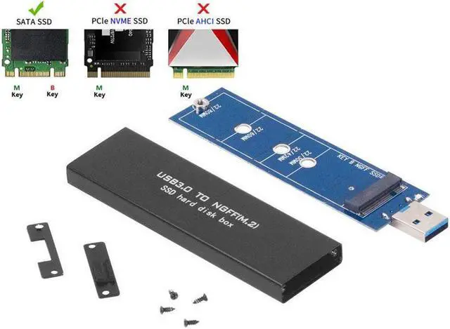 Alt view image 2 of 6 - M.2 SSD USB Enclosure, NGFF Portable USB 3.0 Case, External M.2 SSD Reader, SATA Based Key B Solid State Drive Adapter Converter as External Hard Drive Support 2230 2242 2260 2280