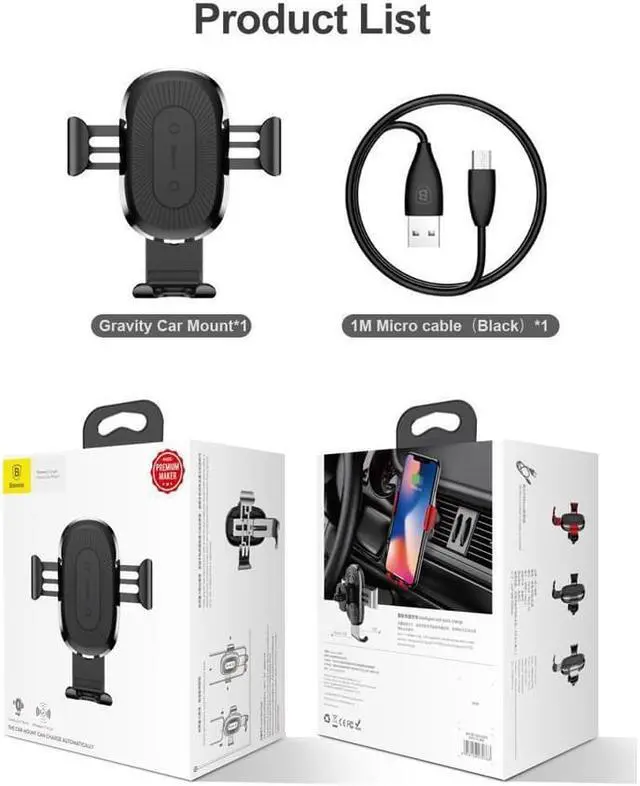 Alt view image 7 of 7 - Qi Fast Wireless Car Charger Air Vent Phone Holder Car Mount for iPhone 12 Pro SE 11 Pro Max XS Max XR X 8 Plus Samsung S20 S10 S9 S8 Note10 Note 9 LG Pixel & Qi Enabled Devices
