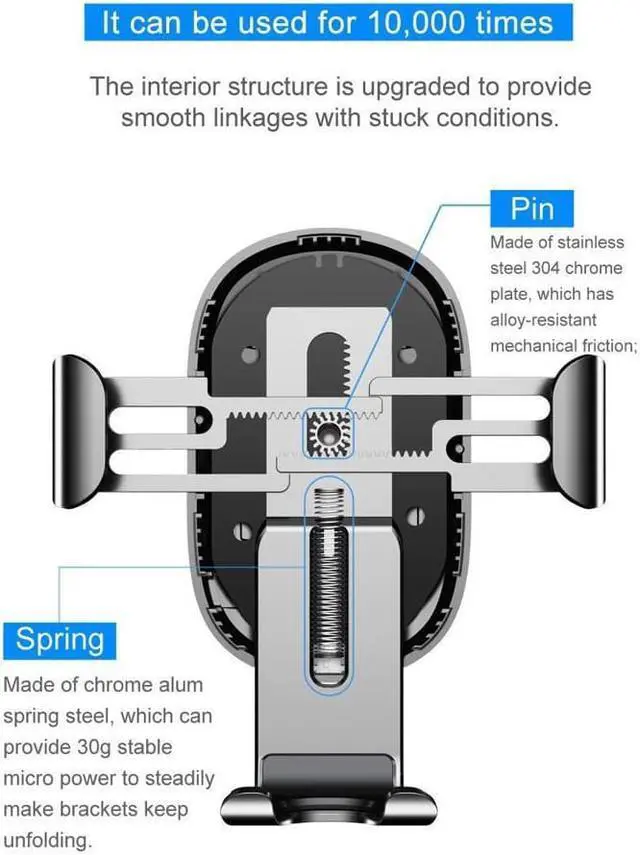 Alt view image 4 of 7 - Qi Fast Wireless Car Charger Air Vent Phone Holder Car Mount for iPhone 12 Pro SE 11 Pro Max XS Max XR X 8 Plus Samsung S20 S10 S9 S8 Note10 Note 9 LG Pixel & Qi Enabled Devices