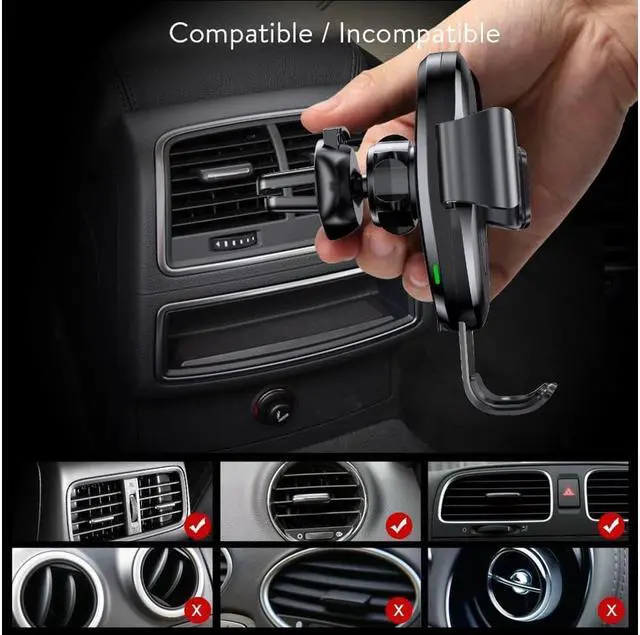Alt view image 5 of 7 - Qi Fast Wireless Car Charger Air Vent Phone Holder Car Mount for iPhone 12 Pro SE 11 Pro Max XS Max XR X 8 Plus Samsung S20 S10 S9 S8 Note10 Note 9 LG Pixel & Qi Enabled Devices