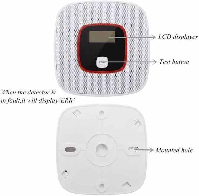 Alt view image 7 of 7 - Carbon Monoxide Alarm Detector,with Digital LCD Display and Voice Warning - Battery powered